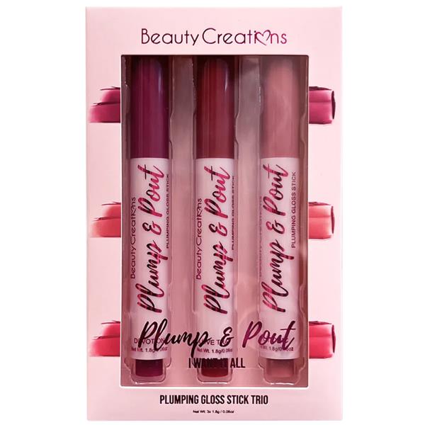 BEAUTY CREATIONS PLUMP AND POUT I WANT IT ALL PLUMPING GLOSS STICK TRIO