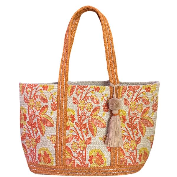 FLORAL TASSEL TOTE BAG