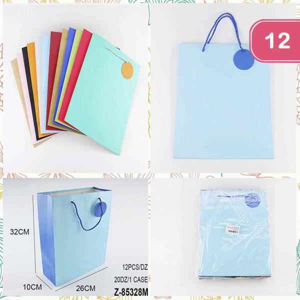 TWO TONE PAPER GIFT TOTE SHOPPING BAG (12 UNITS)