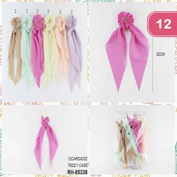 SCRUNCHIES HAIR TIE WITH TAIL (12 UNITS)