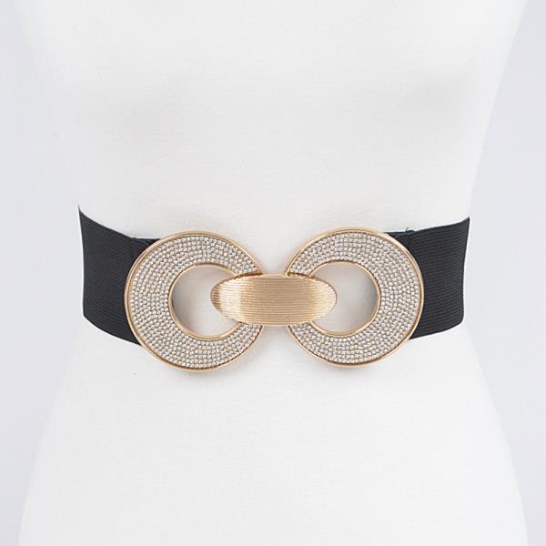 RHINESTONE TWO BUCKLE ELASTIC BELT