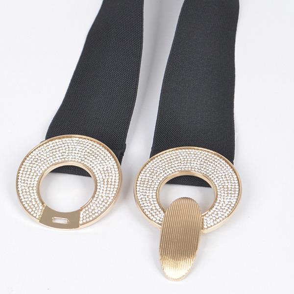 RHINESTONE TWO BUCKLE ELASTIC BELT