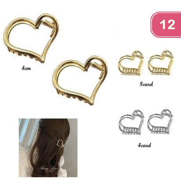 HEART HAIR CLAW JAW CLIP (12 UNITS)