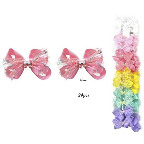 RIBBON HAIR BOW PIN (24 UNITS)