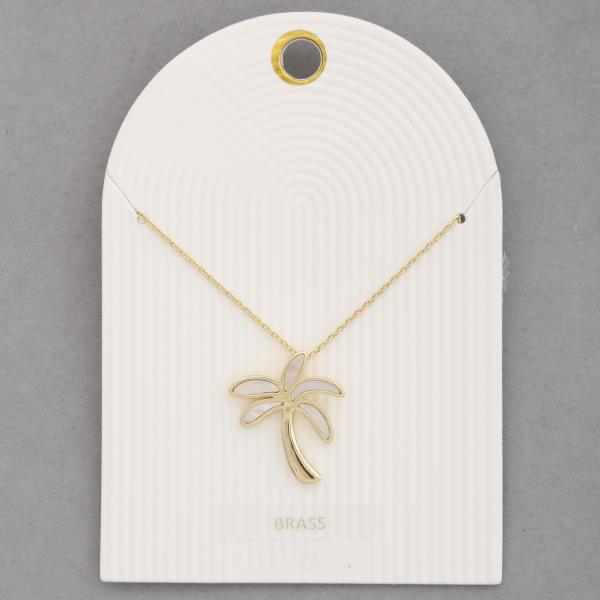 MOTHER OF PEARL PALM TREE NECKLACE