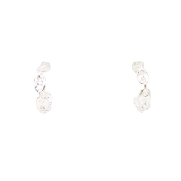 SM OVAL CHAIN TEXTURED HOOP EARRING