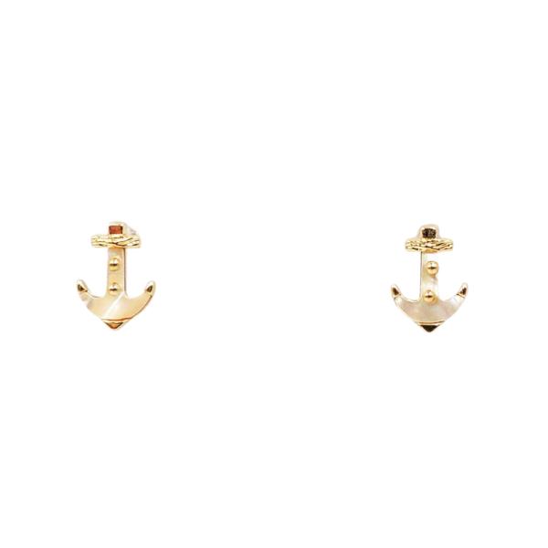 BRASS- MOP ANCHOR STUD EARRING