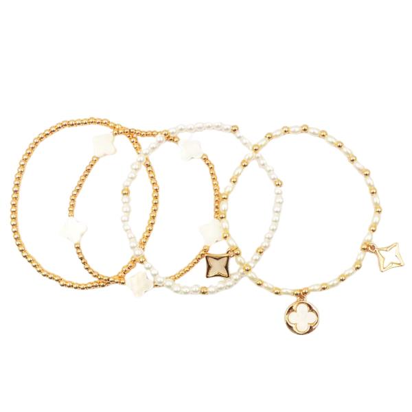 MOP CLOVER STRETCH BRACELET SET