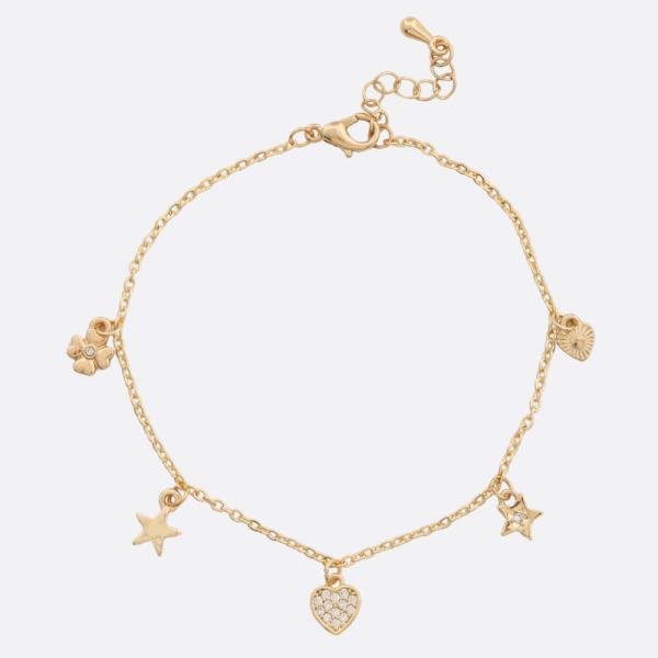 HEART MULTI CHARM METAL BRACELET