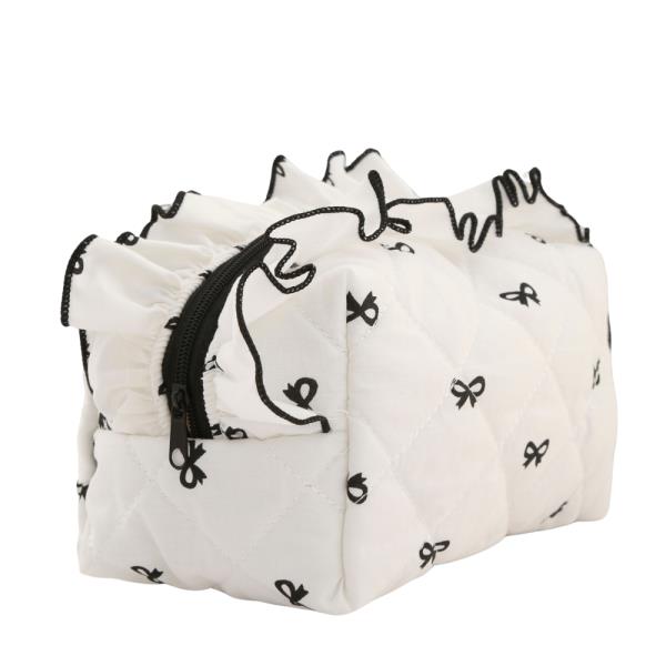 BOW PATTERN RUFFLE POUCH