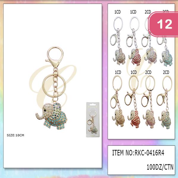 RHINESTONE ELEPHANT KEYCHAIN (12 UNITS)