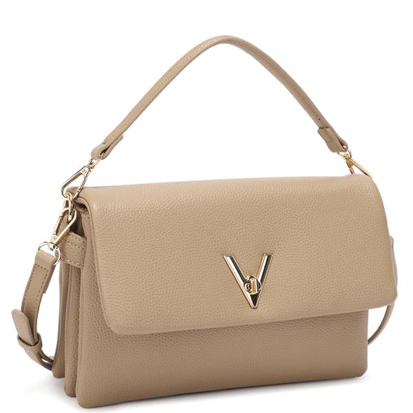 V TEXTURED HANDLE SATCHEL