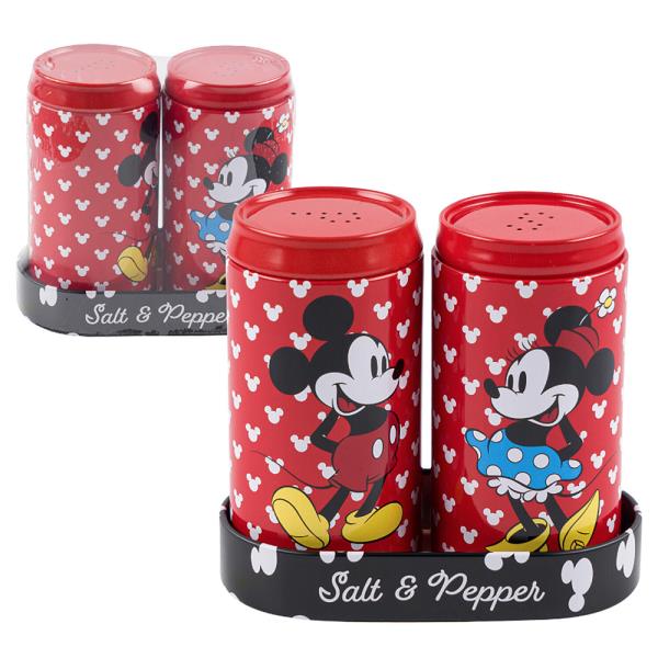 MICKEY AND MINNIE SALT AND PEPPER SHAKER RED