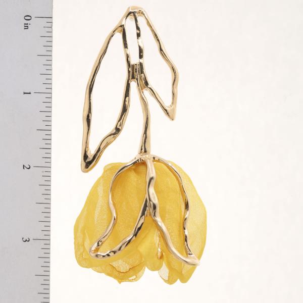FABRIC FLOWER METAL DANGLE EARRING