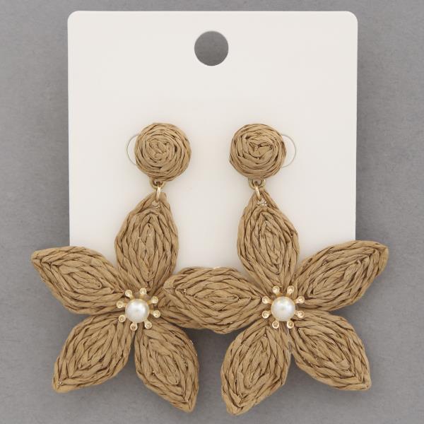 FLOWER RAFFIA DANGLE EARRING