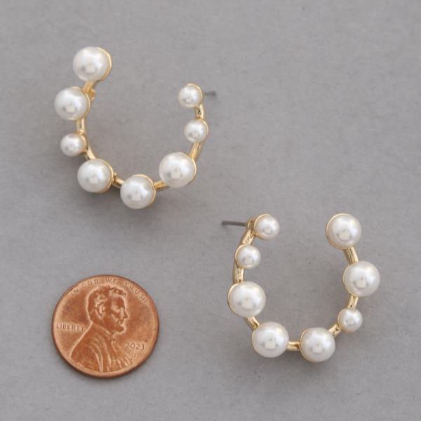 PEARL BEAD OPEN HOOP EARRING