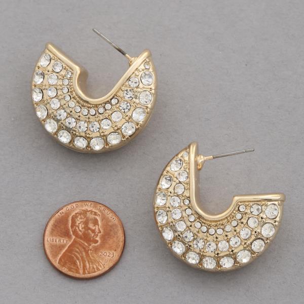 RHINESTONE METAL EARRING