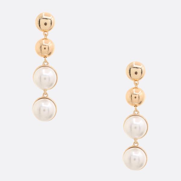 BALL PEARL BEAD LINK DANGLE EARRING