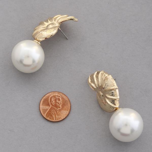 SEASHELL PEARL BEAD LINK DANGLE EARRING