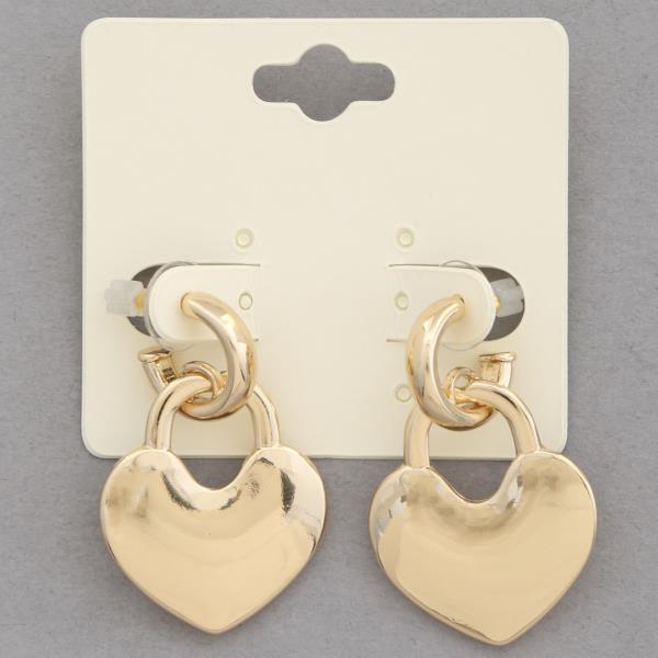 TWO TONE HEART SHAPE DANGLE EARRING