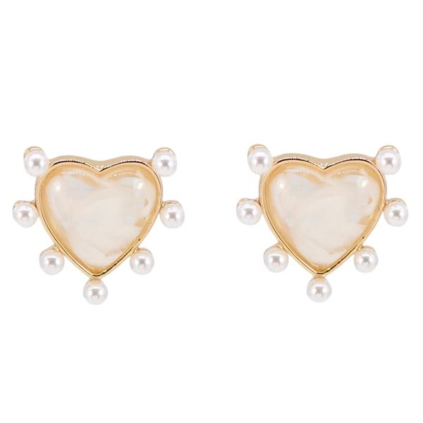HEART SHAPE PEARL BEAD EARRING