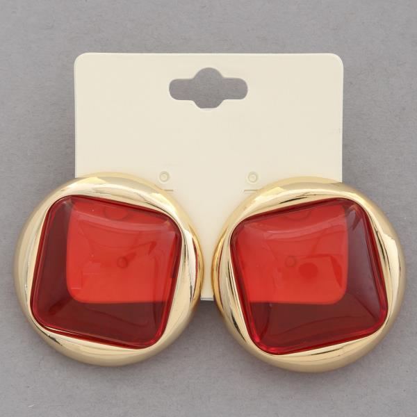 TRANSPARENT COLOR SQUARE SHAPE EARRING