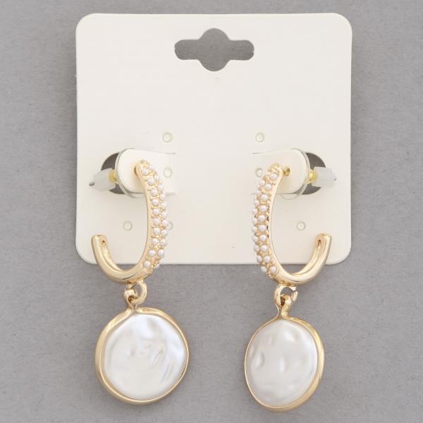 ROUND COIN OPEN OVAL DANGLE EARRING