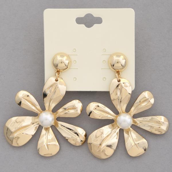 FLOWER METAL DANGLE EARRING