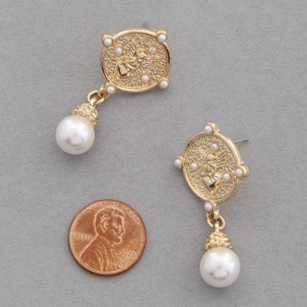 COIN PEARL BEAD LINK DANGLE EARRING