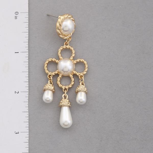 PEARL BEAD FLOWER DANGLE EARRING