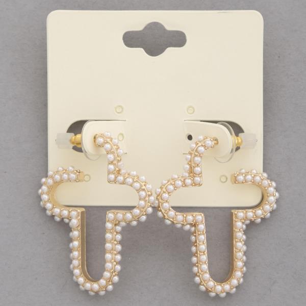 CROSS PEARL BEAD METAL EARRING