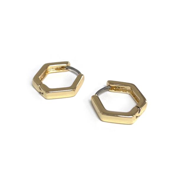 METAL HEXAGON HUGGIE EARRING