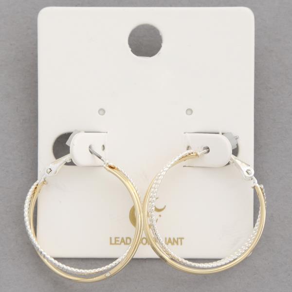 TWO TONE HOOP EARRING