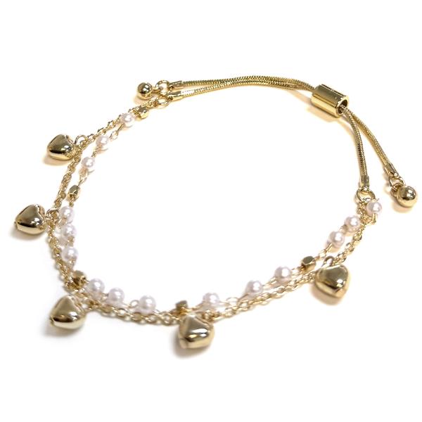 HEART METAL PEARL ADJUSTABLE BRACELET