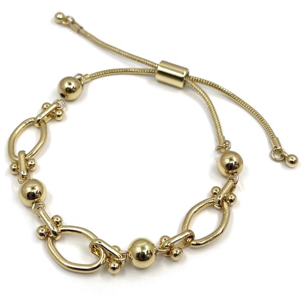 OVAL METAL BALL ADJUSTABLE BRACELET