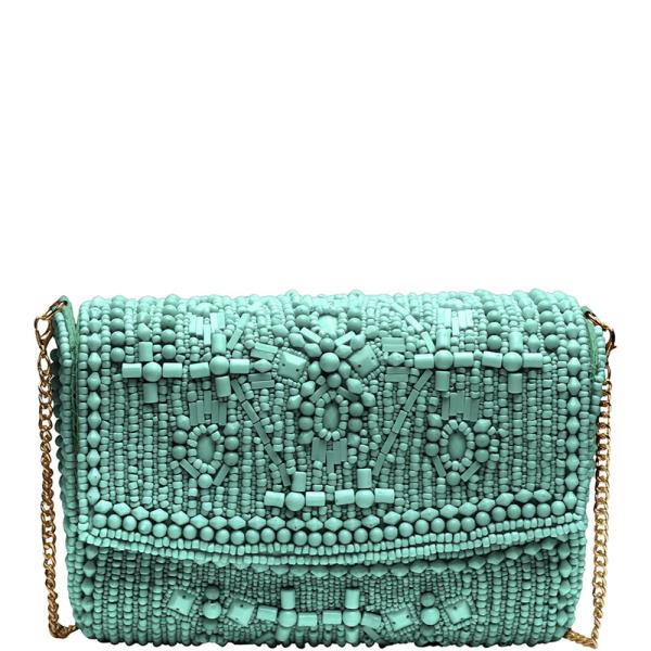 BEADED CLUTCH CROSSBODY BAG