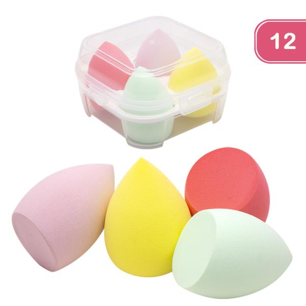 COLORED 4PC BLENDING SPONGE SET WITH CASE (12 UNITS)