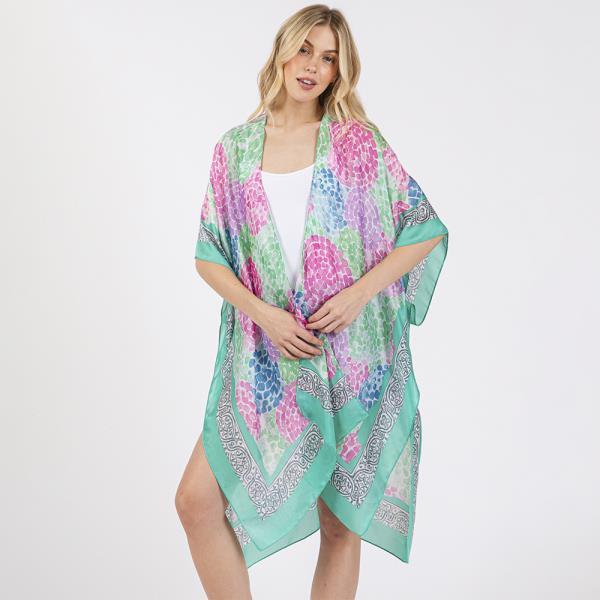 ABSTRACT PRINT SILKY FEEL KIMONO