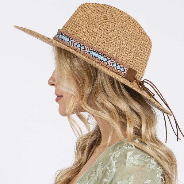 WOVEN BOHO BAND STRAW SUN HAT