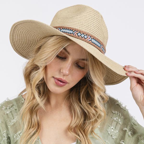WOVEN BOHO BAND STRAW SUN HAT