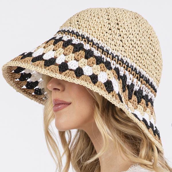 MULTI COLOR STRAW BUCKET HAT