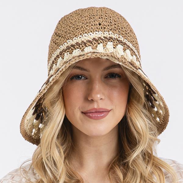 MULTI COLOR STRAW BUCKET HAT