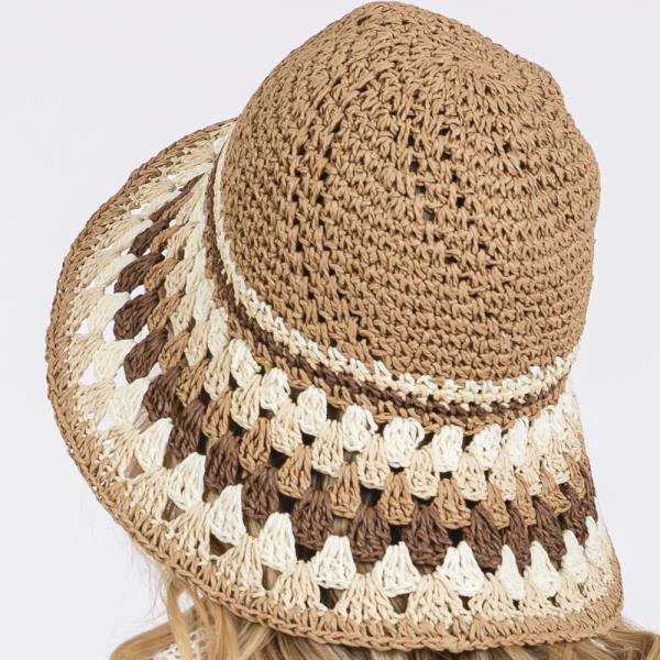 MULTI COLOR STRAW BUCKET HAT