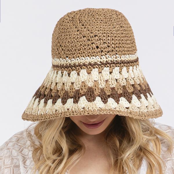 MULTI COLOR STRAW BUCKET HAT