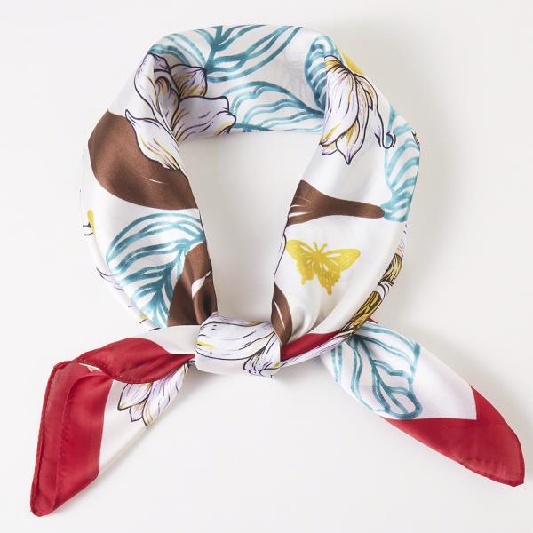 FLOWER SILKY BANDANA SCARF