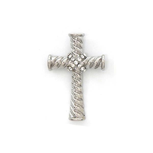 CABLE TEXTURED CROSS BROOCH