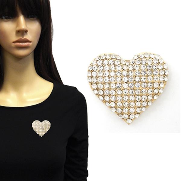 RHINESTONE HEART BROOCH