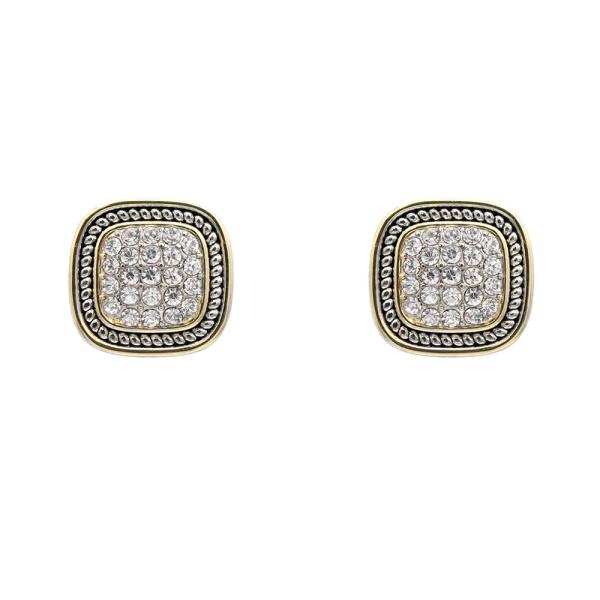 TWO TONE PLATED SQUARE EARRING