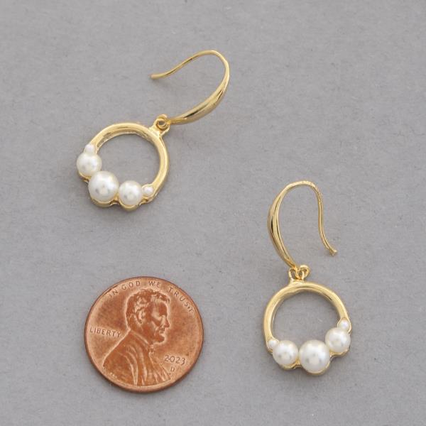 SODAJO PEARL BEAD ROUND GOLD DIPPED DANGLE EARRING