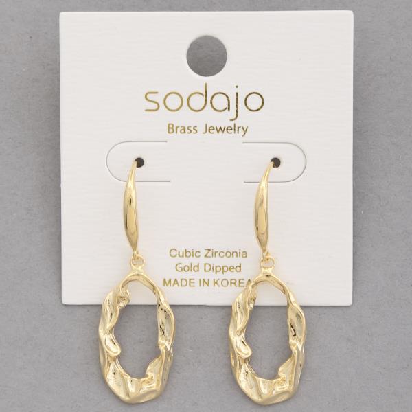 SODAJO ORGANIC SHAPE METAL GOLD DIPPED DANGLE EARRING